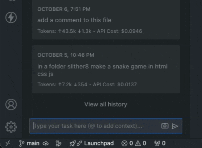 cline screenshot